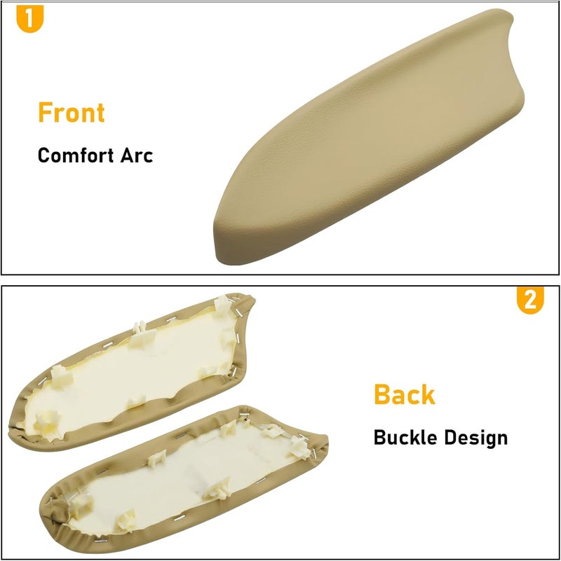APESER Compatible with Honda Accord Rear Door Panels Armrest Lid 2008-2012,2 Pcs PU Leather Door Panel Armrest Cover for Accord EX/EX-L/LX/LX-P/SE Rear Left Right Side(Beige)(NOT Fit for Coupe Model) - Image 4